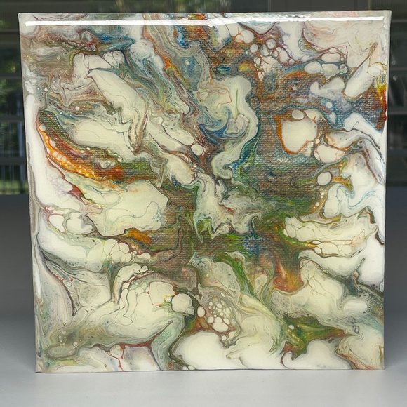 NWOT Fluid Art Abstract Painting, Acrylic Pour Art - Picture 2 of 9